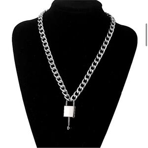Silver Lock Key Cuban Chain Link Choker